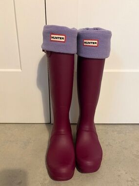 Hunter Rain boots with fleece socks